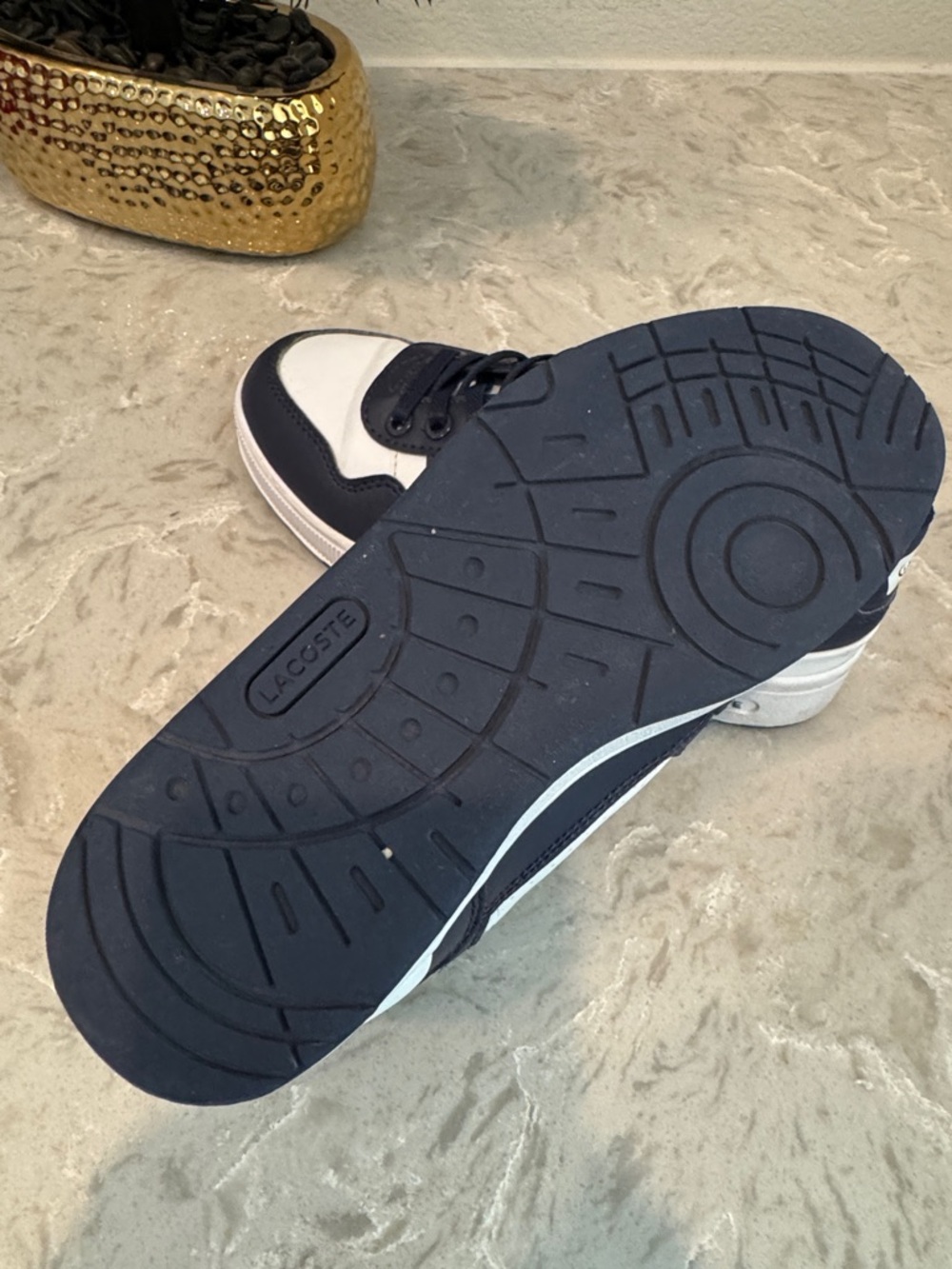 Lacoste Men’s Low-Top Sneakers in White & Navy - Picture 2 of 7